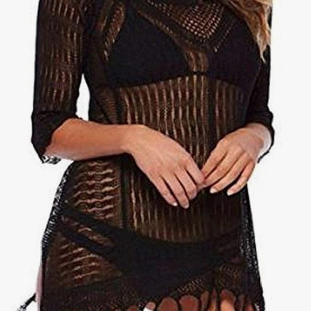 Black Crochet Swim Cover-Up
